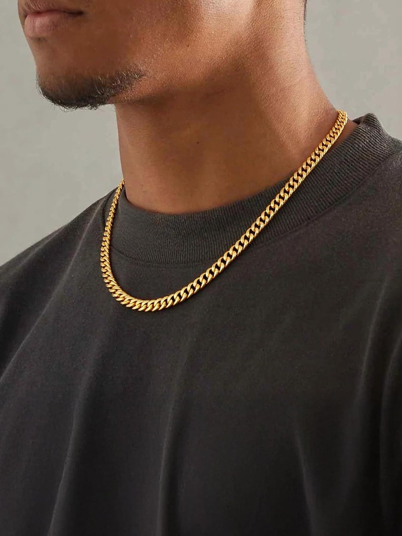 ChainsHouse Mens 14K Gold Chain Necklace Fashion Curb Cuban Link Chain Necklace Golden 6mm 22 inch - Image 5