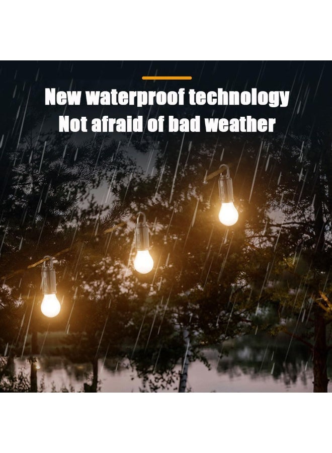 MOCOM 2pcs - Solar Rechargeable Hooked Camping Light Bulb – Dual Solar & USB Charging LED Tent Lamp with Power Display | Portable IPX4 Waterproof Outdoor Lighting with Adjustable Brightness, Foldable Hanging Hook & Vintage Tungsten Design – Ideal for Camping, Hiking, Emergency, and Home Use - Image 4