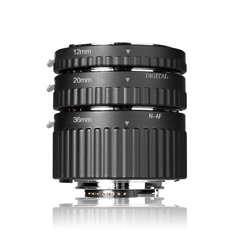 Mcoplus N-PA Metal Auto Focus Macro Extension Tube Set for Nikon DSLR Cameras D7200 D7100 D5600 D5300 D5200 D5100 D3400 D3300 D3200 D3100 D750 D90 D80 etc - Image 1