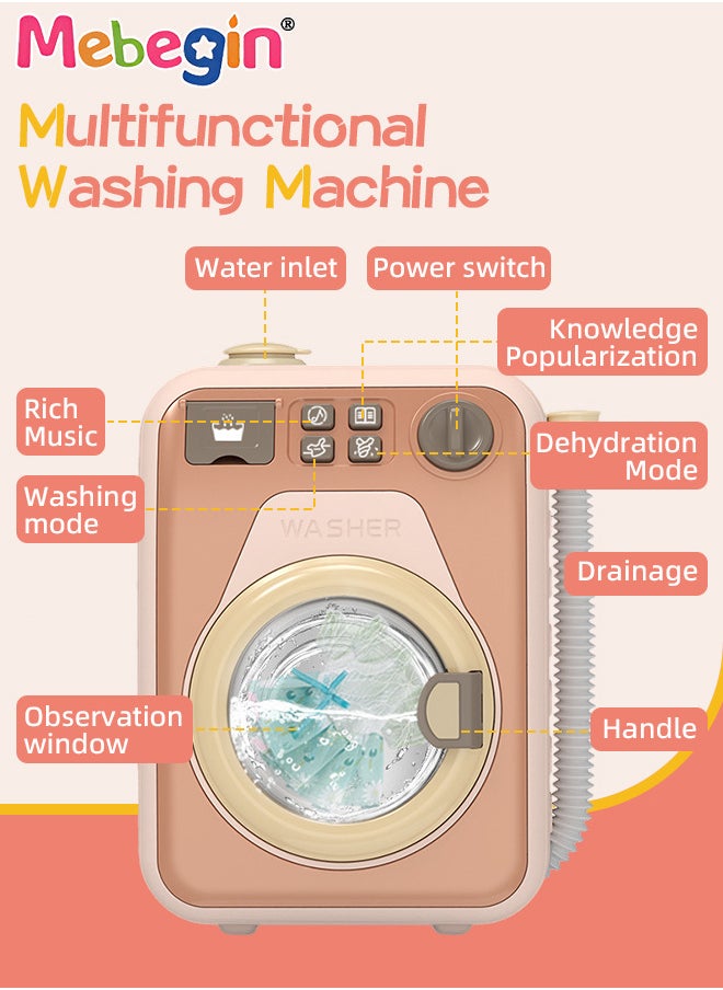 MEBEGIN Pretend Play Household Toys Playset with Realistic Washing Machine, 6 Doll Dresses and 30cm Height Doll, Fun Laundry Set with Rich Accessaries, Creative Dress-up Toys, Ideal Gift for Kids  - Image 5