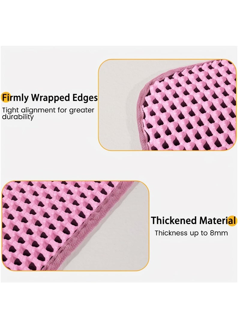 Cat Litter Mat, 50*60cm Extra Large Honeycomb Double Layer Cat Litter Trapping Mat, Non Slip Waterproof Urine Proof Cat Litter Box Mat, Pink