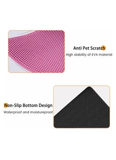 Generic Cat Litter Mat, 50*60cm Extra Large Honeycomb Double Layer Cat Litter Trapping Mat, Non Slip Waterproof Urine Proof Cat Litter Box Mat, Pink  - Image 4