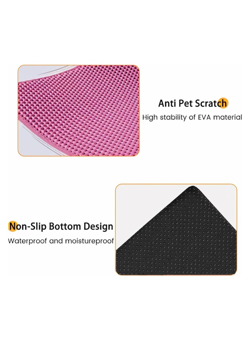 Cat Litter Mat, 50*60cm Extra Large Honeycomb Double Layer Cat Litter Trapping Mat, Non Slip Waterproof Urine Proof Cat Litter Box Mat, Pink