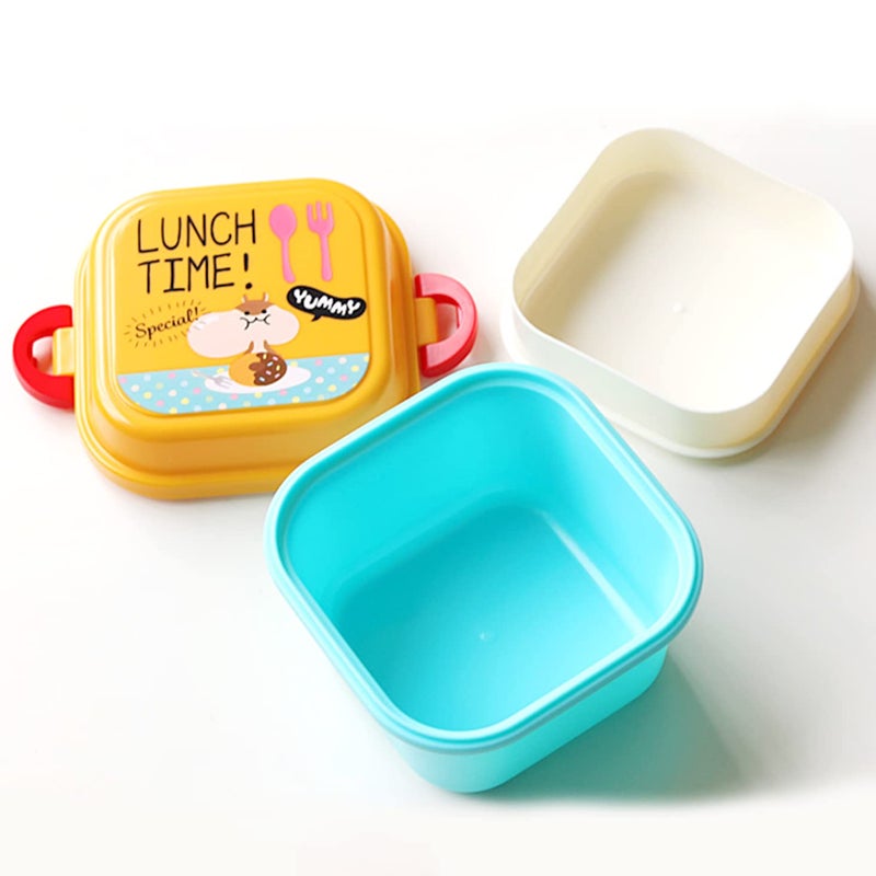 wolpin 1 Pc Lunch Box for Kids Leak Proof 2 Compartments Tiffin Box for Boys, Girls, School & Office, Lunch Box, Microwave Safe, Cartoon 600 ML Blue (Food Grade PP Plastic) - Image 3