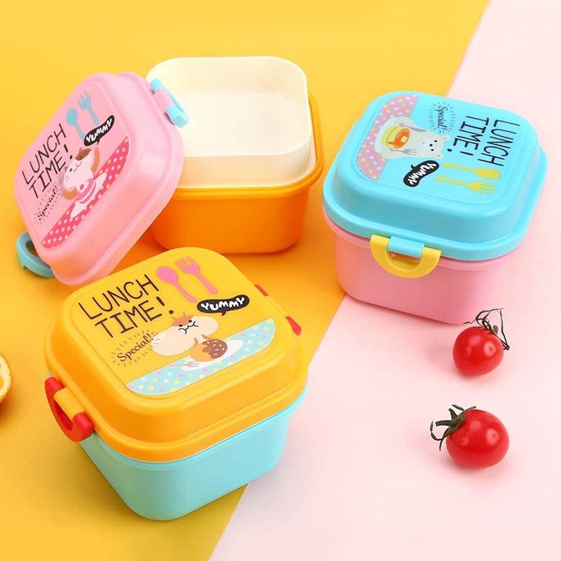 wolpin 1 Pc Lunch Box for Kids Leak Proof 2 Compartments Tiffin Box for Boys, Girls, School & Office, Lunch Box, Microwave Safe, Cartoon 600 ML Blue (Food Grade PP Plastic) - Image 2