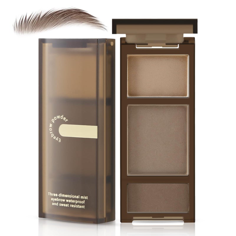 Boobeen 3 Color Eyebrow Powder Palette, Waterproof Long-Lasting Nature Eye Brow Powder, Brow Definer Powder Makeup to Enhance & Filler Brows, Powder Smooth - Image 1
