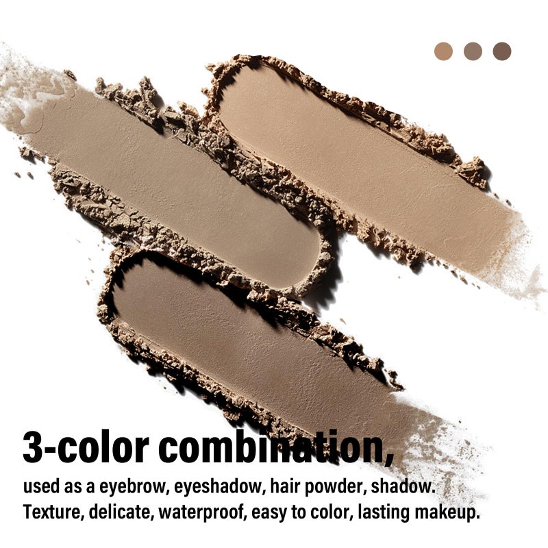 Boobeen 3 Color Eyebrow Powder Palette, Waterproof Long-Lasting Nature Eye Brow Powder, Brow Definer Powder Makeup to Enhance & Filler Brows, Powder Smooth - Image 2