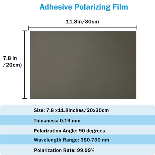 RENIAN Polarized Film Sheets 2 PCS 8x11inches/21x29cm Adhesive Polarizer Linear Polarizing Filter for LCD Screen Educational Physics - Image 2