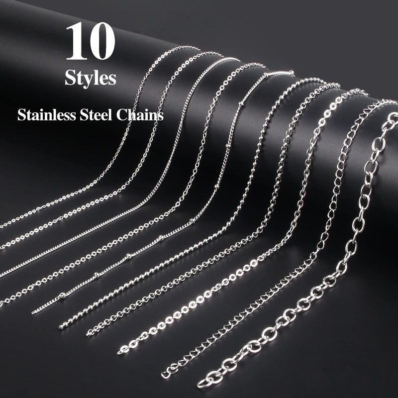 Ecoofor Necklace Chains for Jewelry Making, 78.7 Feet 10 Rolls Stainless Steel Jewelry Chains for DIY Necklace Bracelet Jewelry Making with Stainless Steel Jump Rings/Lobster Clasps/Connectors - Image 2