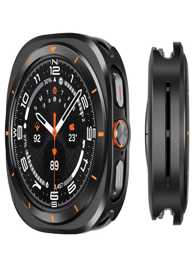Suphart Metal Cases Compatible with Samsung Galaxy Watch Ultra (2025/2024) 47mm Case, Stainless Steel Protective Cover Rugged Bumper with Back Frame for Galaxy Watch Ultra, Black/Orange - Image 1