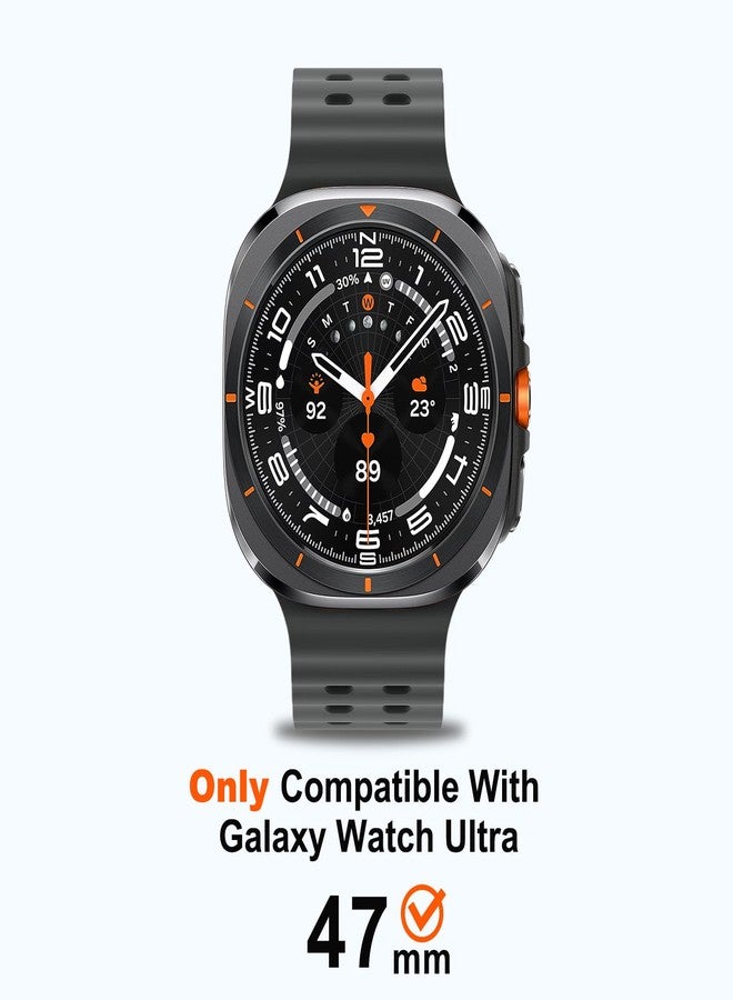 Suphart Metal Cases Compatible with Samsung Galaxy Watch Ultra (2025/2024) 47mm Case, Stainless Steel Protective Cover Rugged Bumper with Back Frame for Galaxy Watch Ultra, Black/Orange - Image 3