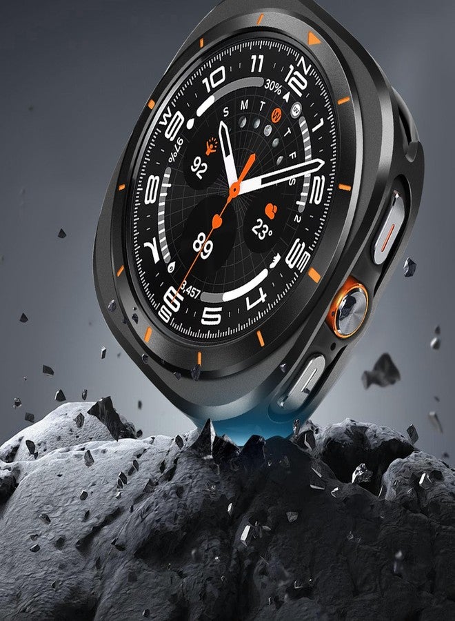 Suphart Metal Cases Compatible with Samsung Galaxy Watch Ultra (2025/2024) 47mm Case, Stainless Steel Protective Cover Rugged Bumper with Back Frame for Galaxy Watch Ultra, Black/Orange - Image 4