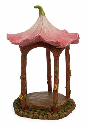 Marshall Home and Garden Marshall Home and Garden Pink Flower Top Gazebo Miniature Fairy Garden Resin Figurine  - Image 1