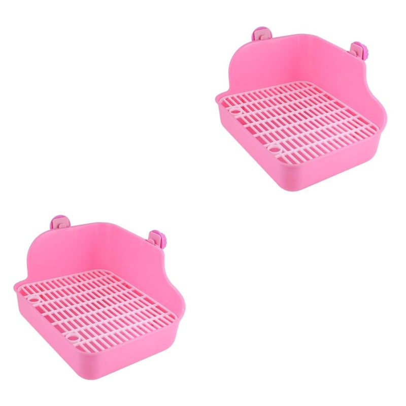 2Pcs Rabbit Potty Trainer Litter Box With Wall For Small Animals Random Color - Image 2