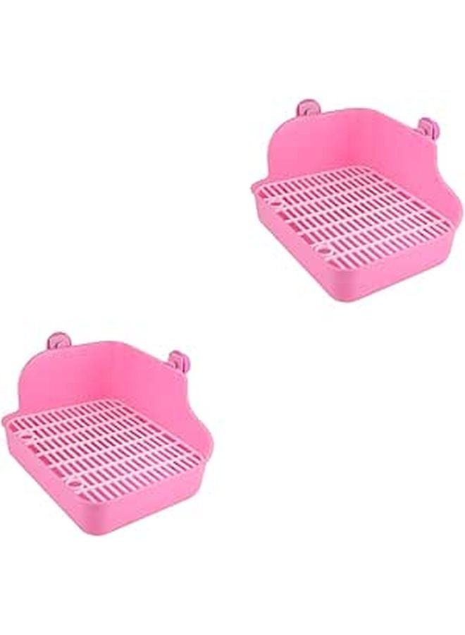 2Pcs Rabbit Potty Trainer Litter Box With Wall For Small Animals Random Color - Image 1