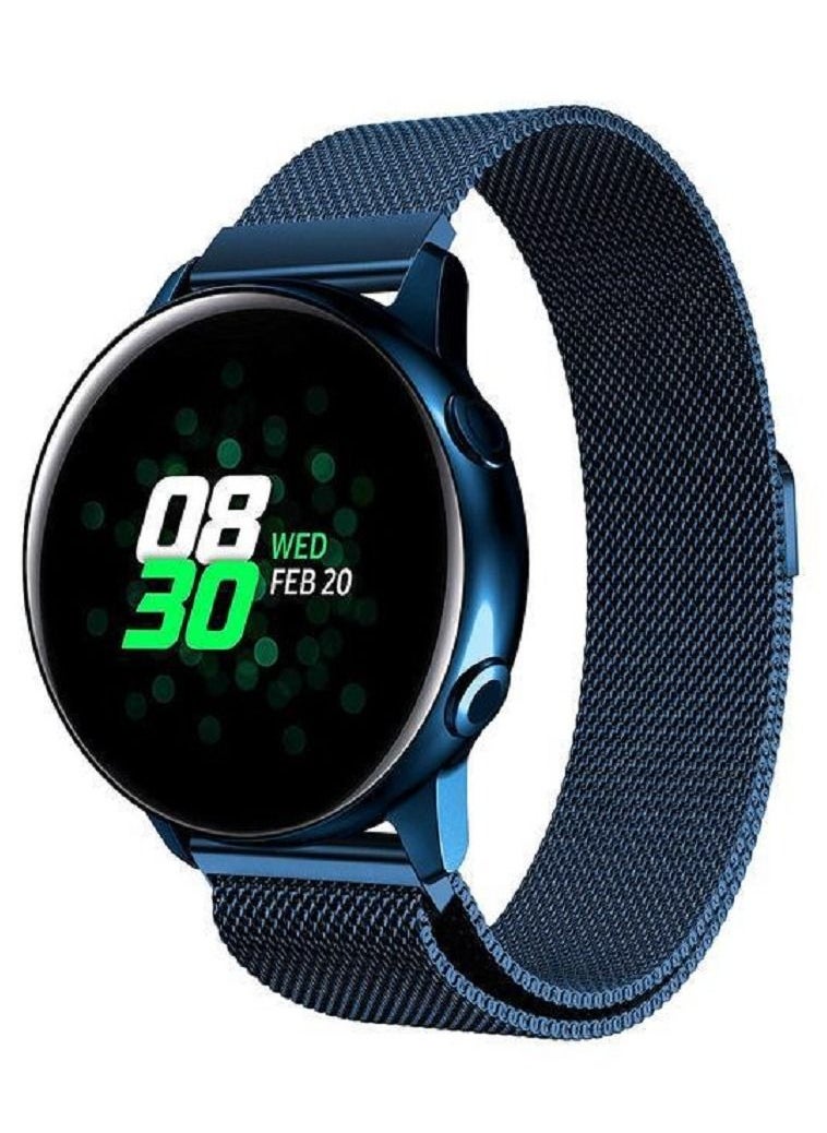 Samsung Galaxy Watch Active / Active 2 / Galaxy Watch 4 / Watch 4 Classic Milanese Stainless Steel Band 20mm Replacement Strap Blue