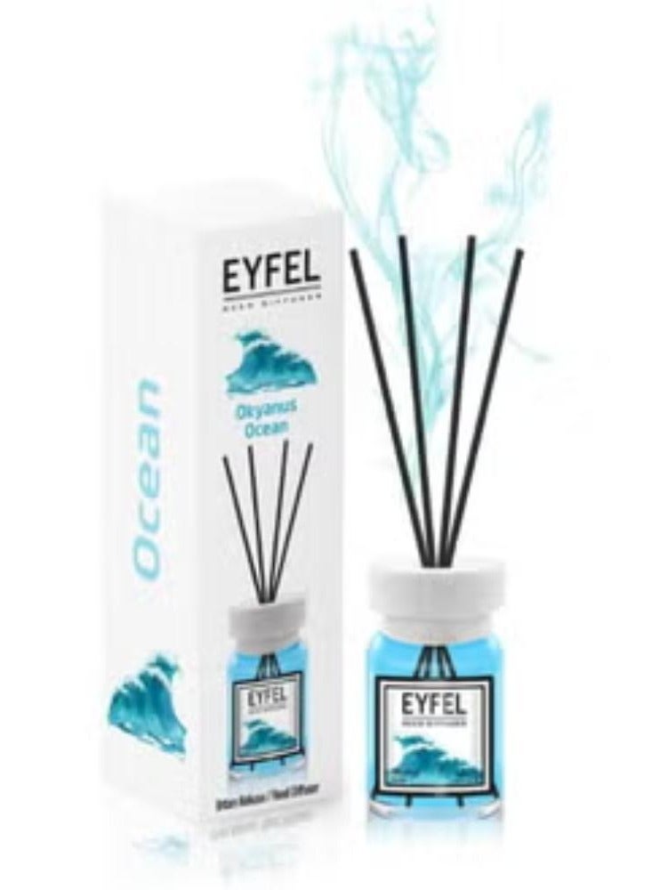 EYFEL Reed Diffuser, Ocean - 120ml | Best Home Fragrance | Long-Lasting Eyfel Perfume Aroma Diffuser | Enhance Home Ambiance with Ocean Scent | Perfect for Living Rooms & Bedrooms