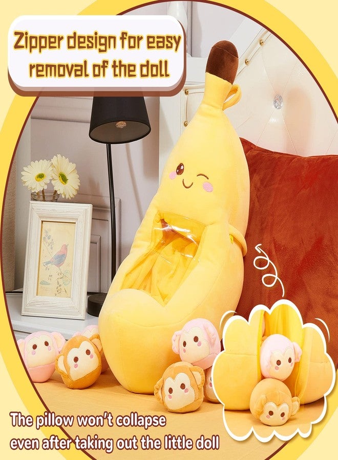 Lewtemi Cute Banana Pillow Kawaii Stuffed Animal Removable Emotional Plushes Support Cat Dinosaur Plush Toys Positive Gift for Home Room Decor(Banana) - Image 3