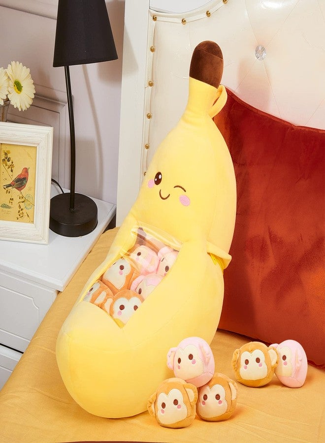 Lewtemi Cute Banana Pillow Kawaii Stuffed Animal Removable Emotional Plushes Support Cat Dinosaur Plush Toys Positive Gift for Home Room Decor(Banana) - Image 1