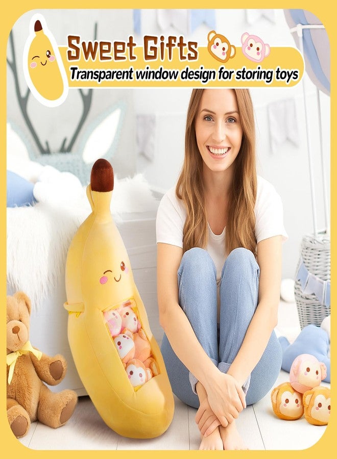 Lewtemi Cute Banana Pillow Kawaii Stuffed Animal Removable Emotional Plushes Support Cat Dinosaur Plush Toys Positive Gift for Home Room Decor(Banana) - Image 5