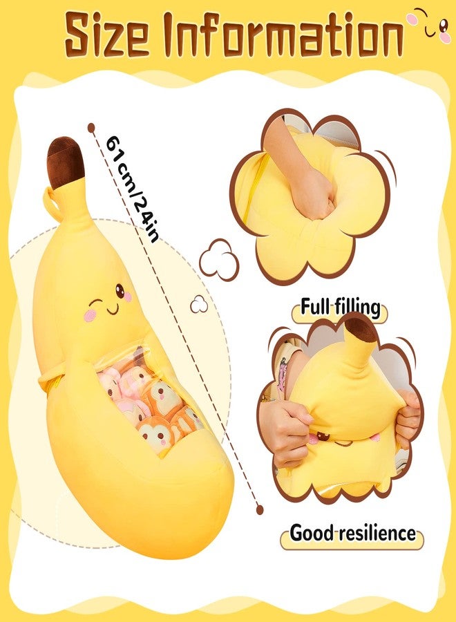 Lewtemi Cute Banana Pillow Kawaii Stuffed Animal Removable Emotional Plushes Support Cat Dinosaur Plush Toys Positive Gift for Home Room Decor(Banana) - Image 2