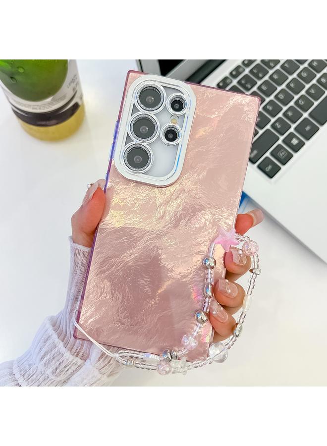 S-TOP Case For Samsung Galaxy S25 Ultra 5G Plating Glitter Texture Chain Wristband TPU Phone Case with Lens Film - Image 1