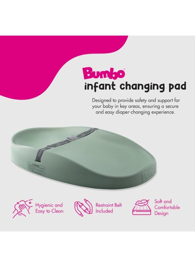 Bumbo Bumbo Baby Changing Pad for Dresser or Table Top, Portable & Wipeable Non Slip Soft Contoured Diaper Change Station with Harness, Hemlock - Image 4