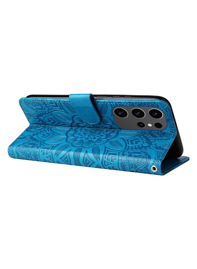 اس-توب جراب لهاتف Samsung Galaxy S24 Ultra مصنوع من الجلد المنقوش بنقشة عباد الشمس - Image 5