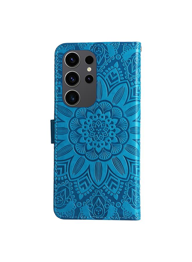 اس-توب جراب لهاتف Samsung Galaxy S24 Ultra مصنوع من الجلد المنقوش بنقشة عباد الشمس - Image 3