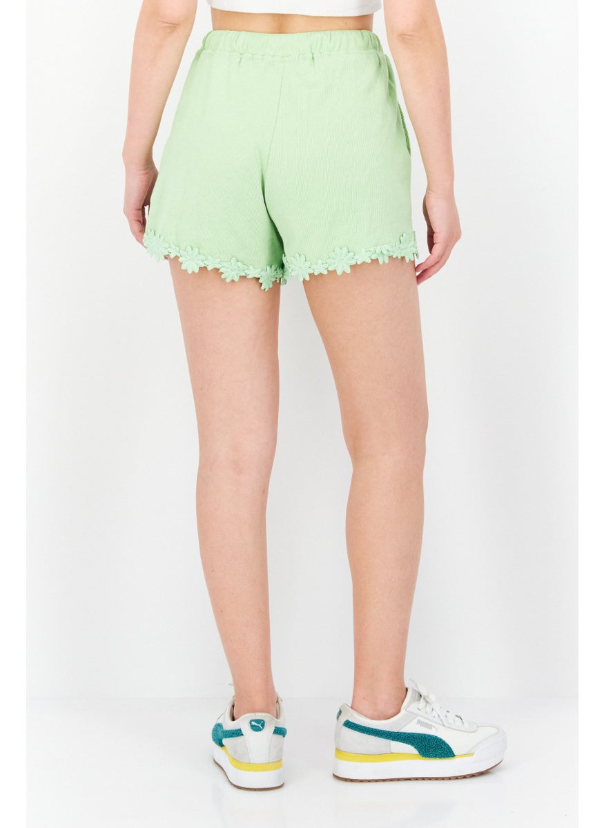 SkyLar Rose Women Embroidered Basic Shorts, Sage  - Image 3