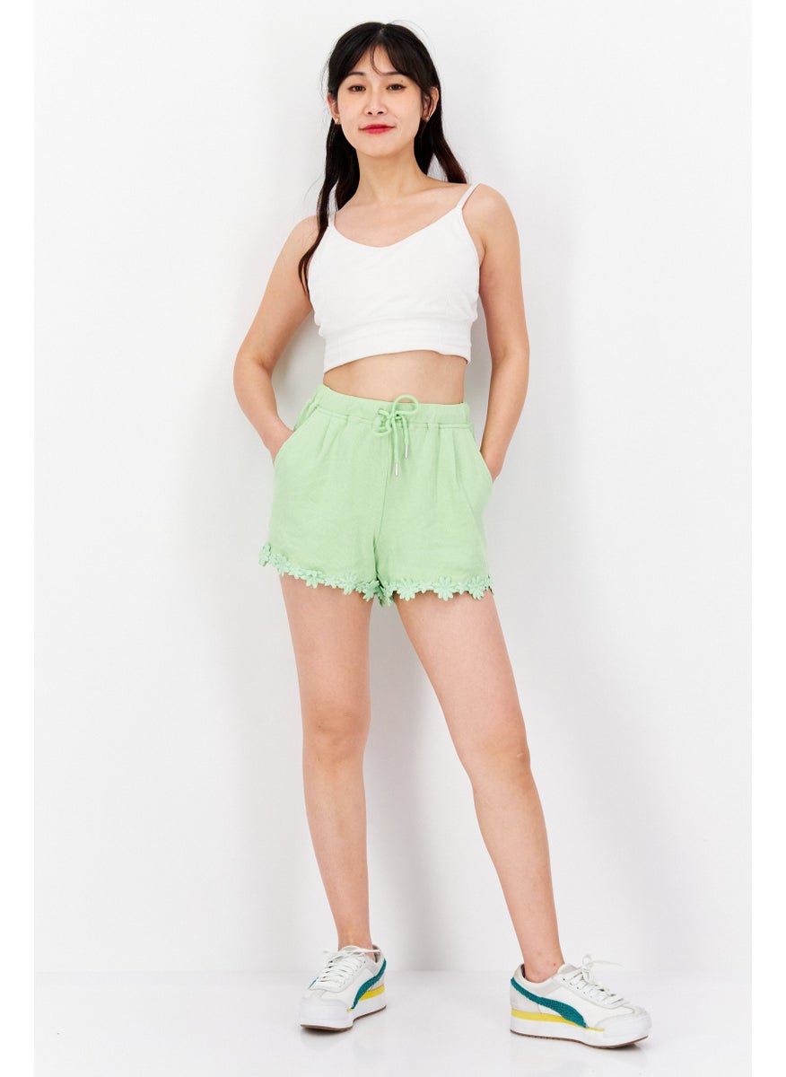 SkyLar Rose Women Embroidered Basic Shorts, Sage  - Image 4