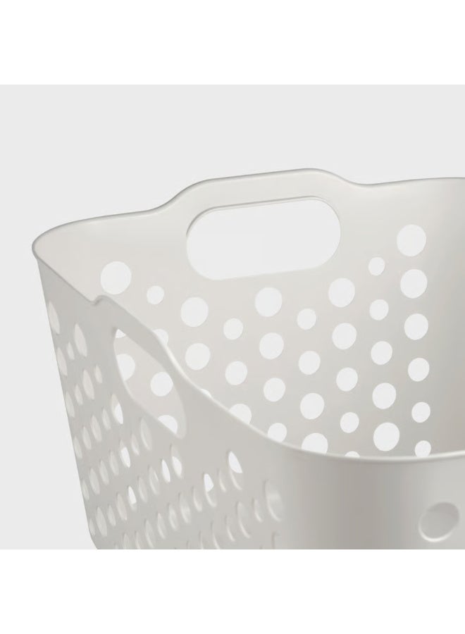 سلة غسيل بلاستيكية بسعة 38 لتر، سلة ملابس بيضاء مع 4 مقابض وتصميم شبكي قابل للتهوية لتخزين الملابس والغسيل - Image 5