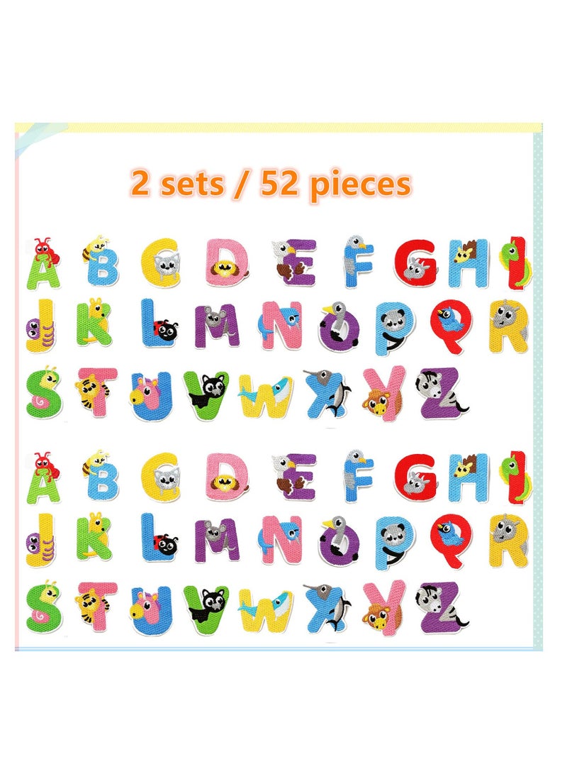 KASTWAVE Iron On Letter Patches, 2 Sets (52 Pieces) A-Z Lovely Embroidery Alphabet Patches for Kids Clothing Backpacks - Image 2