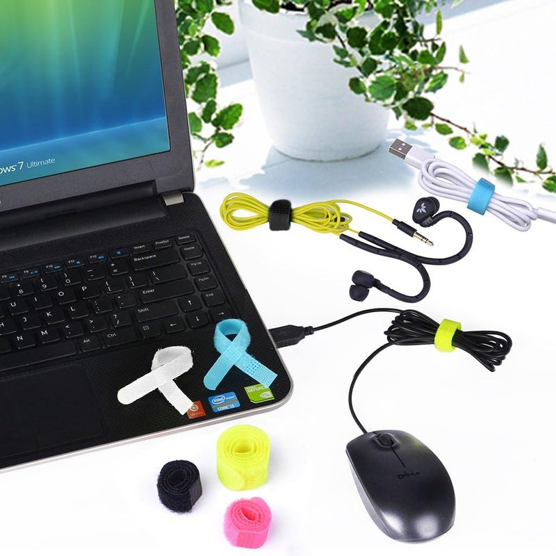Avantree Pack of 20 Reusable Cord Organizer Keeper Holder, Fastening Cable Ties Straps for Earbud Headphones Phones Electronics Electrical Computer PC Wire Wrap Management, Assorted 3 Size and 5 Color - Image 4