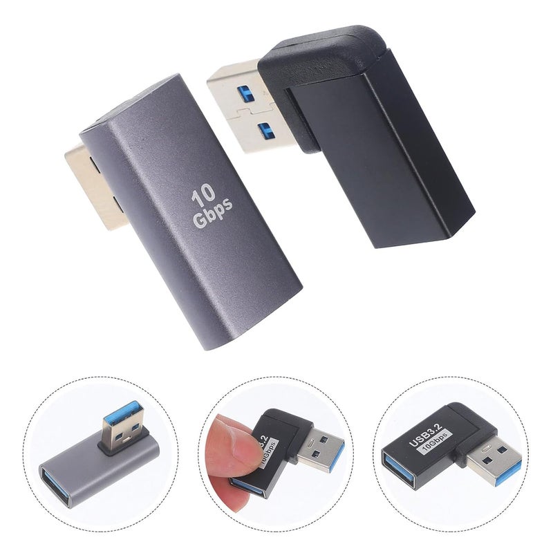 2Pcs USB 3.0 Angled Adapters Male to Female Upward and Side Bend Space Saving Extension - Image 4