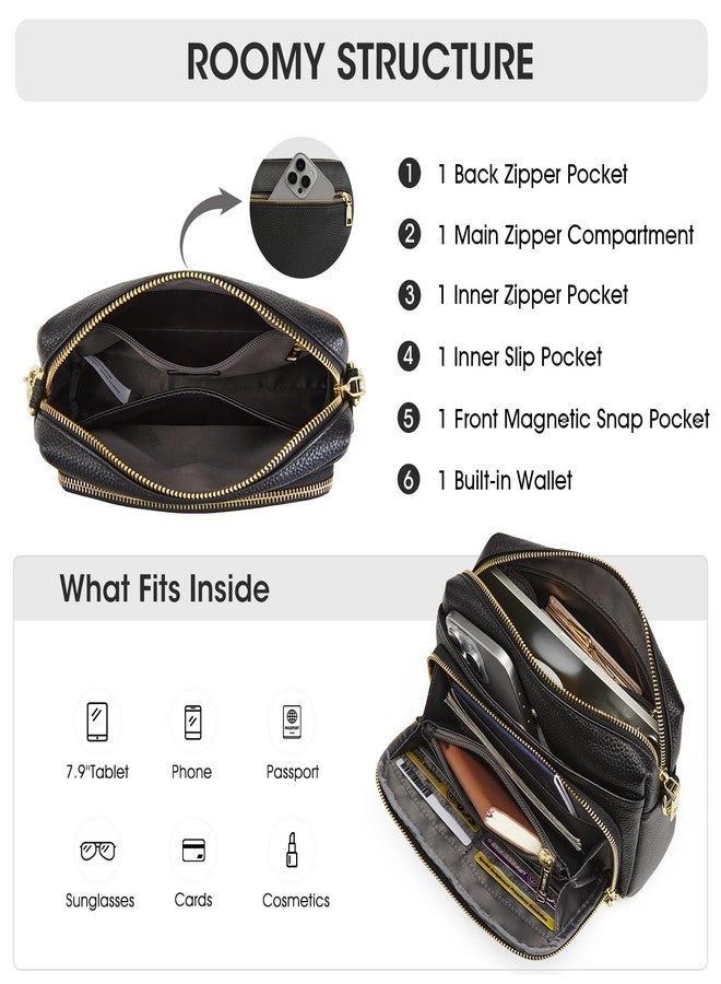Kattee Leather Crossbody Purses for Women Small Anti Theft Cross Body Shoulder Purse with Built in RFID Wallet, Black - Image 4