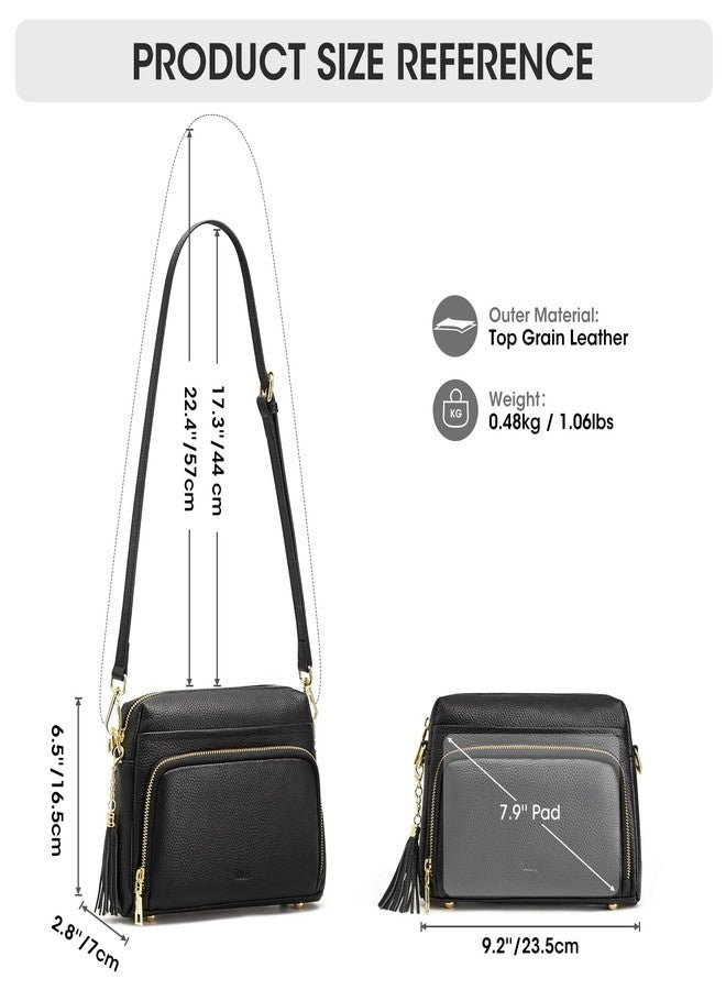 Kattee Leather Crossbody Purses for Women Small Anti Theft Cross Body Shoulder Purse with Built in RFID Wallet, Black - Image 3