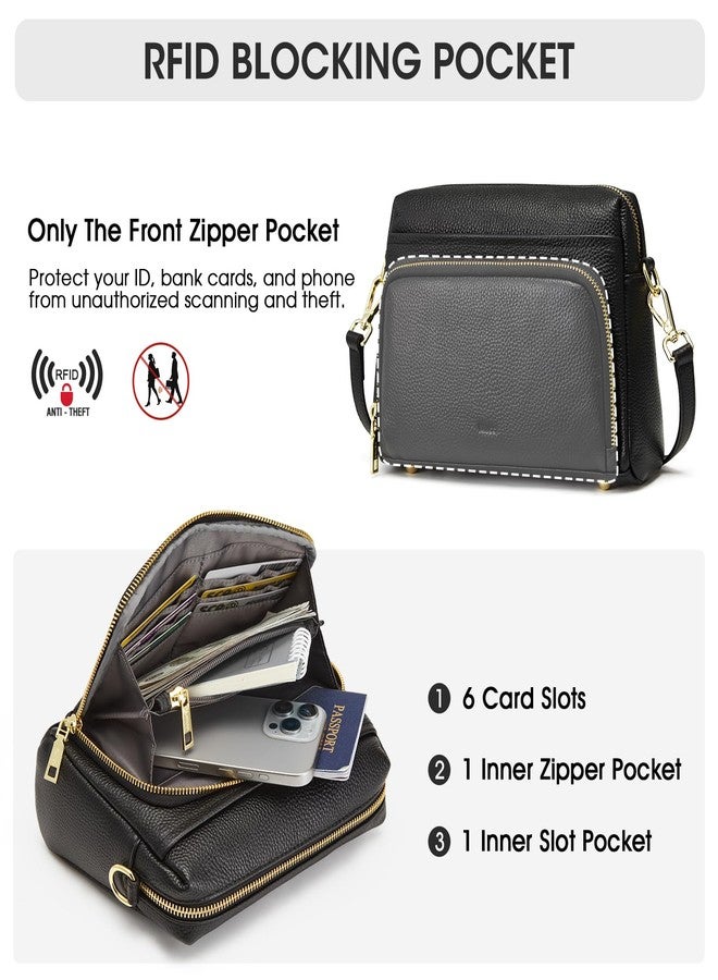 Kattee Leather Crossbody Purses for Women Small Anti Theft Cross Body Shoulder Purse with Built in RFID Wallet, Black - Image 5