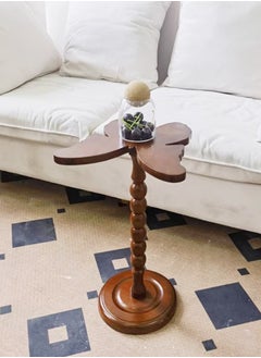 fashionhome Multipurpose Use Unique Butterfly Shape Tabletop Design Side Table Durable Strong Solid Wood Base Serving Table Vintage Tall Single Shelf Display Stand Coffee Table for Living Room Bedroom 34x51 cm  - Image 4