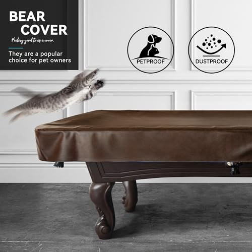 BEARCOVER Heavy Duty Leatherette Billiard Pool Table Cover, Waterproof & Tearproof Cover for Pool Table 7/8/9FT 8Feet-Coffee - Image 4