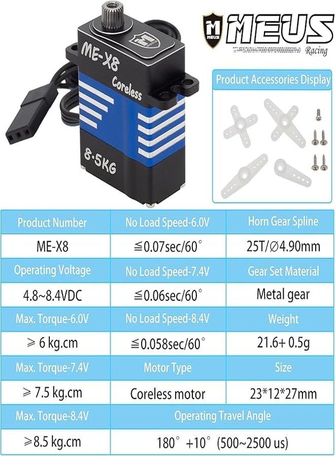 MEUS Racing Coreless High Torque 8.5KG Ascent-18 Servo with Mount and Servo Horn for Redcat Ascent-18 1/18 RC Crawler Upgrades (8.5KG) - Image 5