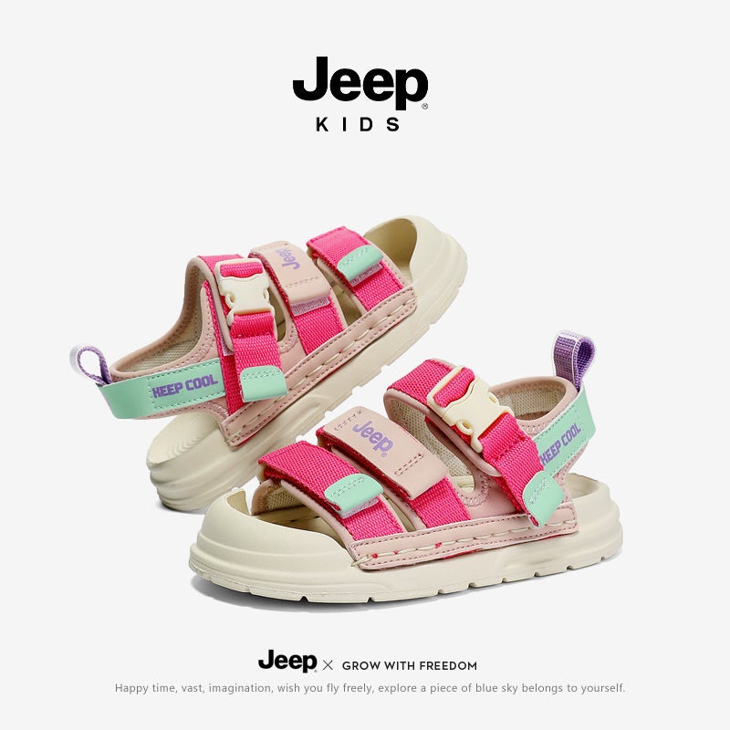 Jeep Girls' Sports Sandals Summer Style Soft Sole Non-Slip Summer Little Girls' Kids' Closed-Toe Beach Shoes - Image 4