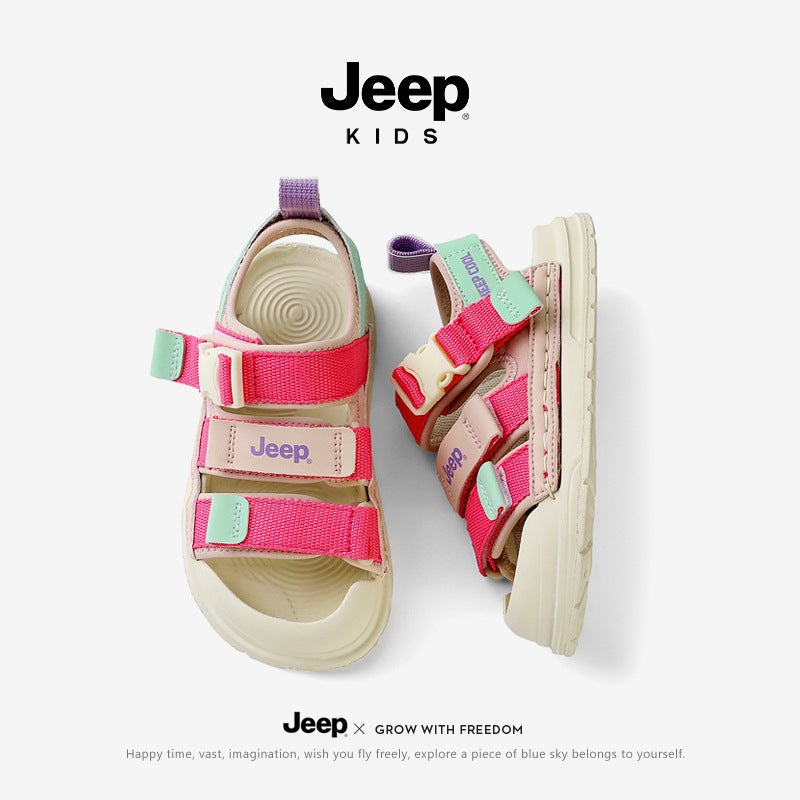Jeep Girls' Sports Sandals Summer Style Soft Sole Non-Slip Summer Little Girls' Kids' Closed-Toe Beach Shoes - Image 3