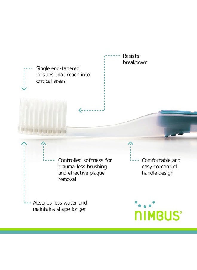 Nimbus Extra Soft Toothbrushes (Regular Size Head), Periodontist Design Tapered Bristles for Sensitive Teeth & Receding Gums (5 Pack, Colors May Vary)  - Image 3