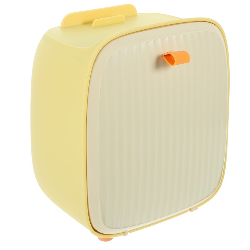 Desktop Trash Storage Basket Trash Can Waste Paper Basket with Lid for Home - Image 1