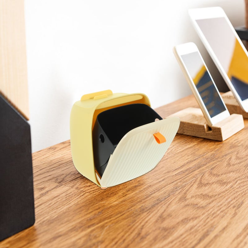 Desktop Trash Storage Basket Trash Can Waste Paper Basket with Lid for Home - Image 2