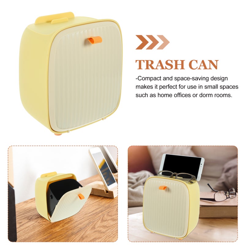 Desktop Trash Storage Basket Trash Can Waste Paper Basket with Lid for Home - Image 5