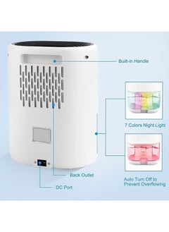 RedMapleTEK Dehumidifiers for Home, 1000ml, Super Quiet, Auto Shut-Off, Small Dehumidifier with 7 Colour LED, Portable Low Energy Dehumidifiers for Drying Clothes,Dehumidifier for Bedroom, Kitchen, Bathroom  - Image 4