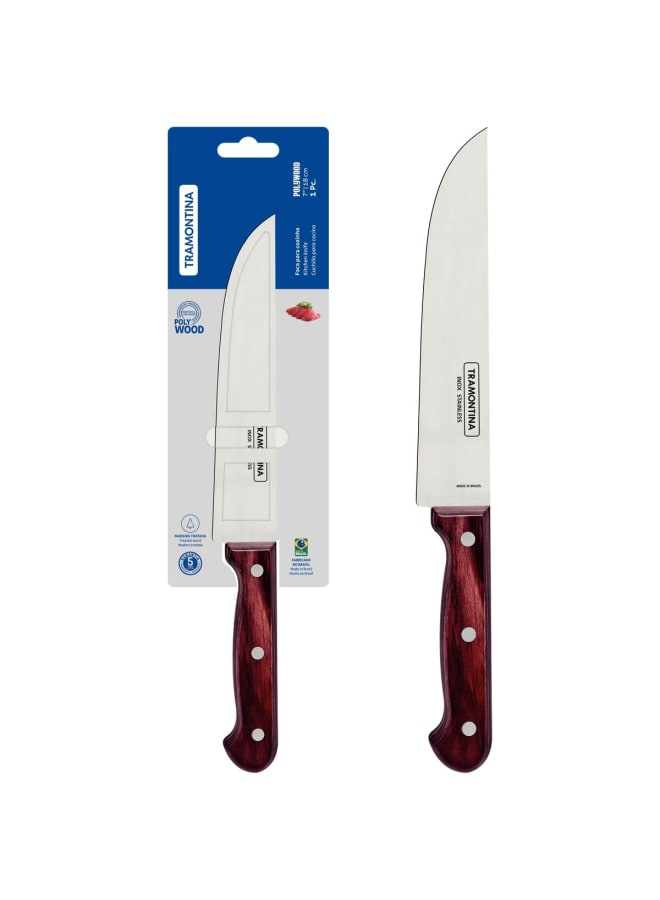 TRAMONTINA TRAMONTINA Polywood Stainless Steel Kitchen Knife with Wooden Handle, 7-Inch Blade, Red - Designed for High Performance and Durability, Ideal for Professional and Home Kitchens, Precision Cr  - Image 2