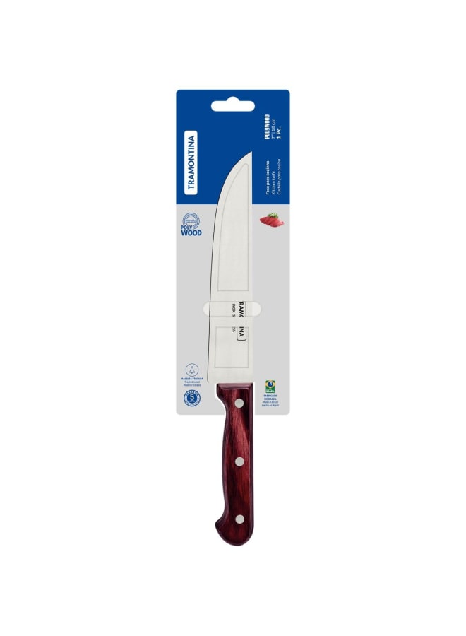 TRAMONTINA TRAMONTINA Polywood Stainless Steel Kitchen Knife with Wooden Handle, 7-Inch Blade, Red - Designed for High Performance and Durability, Ideal for Professional and Home Kitchens, Precision Cr  - Image 3